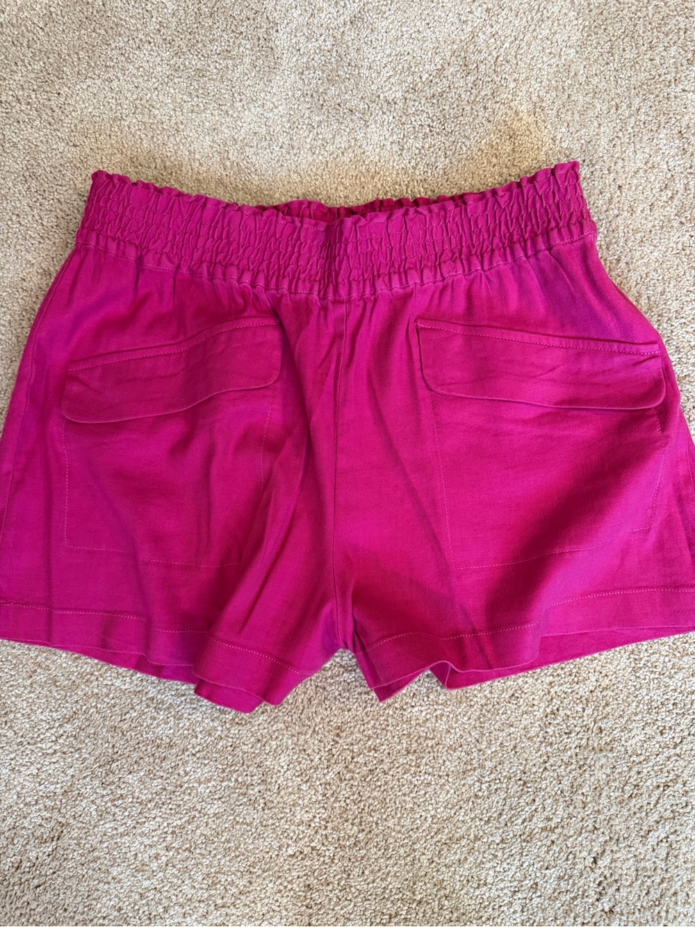 Maeve Hot Pink Elastic-Waist Pocket Shorts